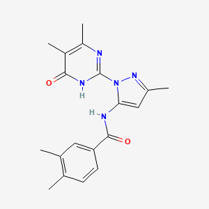 molecular formula C19H21N5O2 B2381087 N-(1-(4,5-dimethyl-6-oxo-1,6-dihydropyrimidin-2-yl)-3-methyl-1H-pyrazol-5-yl)-3,4-dimethylbenzamide CAS No. 1004680-01-6