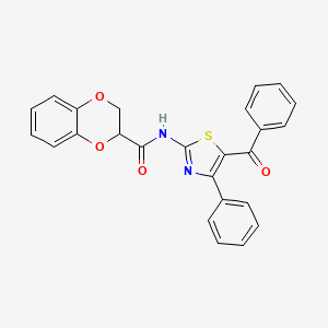 molecular formula C25H18N2O4S B2381089 N-(5-benzoyl-4-phenylthiazol-2-yl)-2,3-dihydrobenzo[b][1,4]dioxine-2-carboxamide CAS No. 681168-63-8