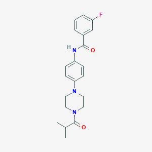 molecular formula C21H24FN3O2 B238109 3-fluoro-N-[4-(4-isobutyryl-1-piperazinyl)phenyl]benzamide 