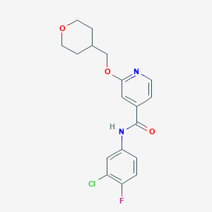 molecular formula C18H18ClFN2O3 B2381092 N-(3-chloro-4-fluorophenyl)-2-((tetrahydro-2H-pyran-4-yl)methoxy)isonicotinamide CAS No. 2034296-62-1