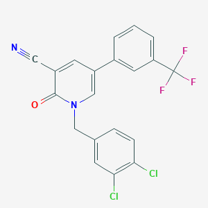 molecular formula C20H11Cl2F3N2O B2381094 1-[(3,4-二氯苯基)甲基]-2-氧代-5-[3-(三氟甲基)苯基]吡啶-3-腈 CAS No. 338964-41-3