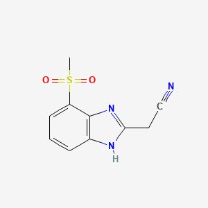 molecular formula C10H9N3O2S B2381108 2-(Cyanomethyl)-7-(methylsulfonyl)benzimidazole CAS No. 1547913-76-7