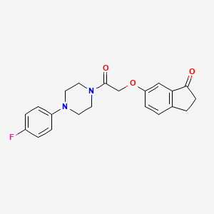 molecular formula C21H21FN2O3 B2381111 6-(2-(4-(4-fluorophenyl)piperazin-1-yl)-2-oxoethoxy)-2,3-dihydro-1H-inden-1-one CAS No. 1203298-93-4