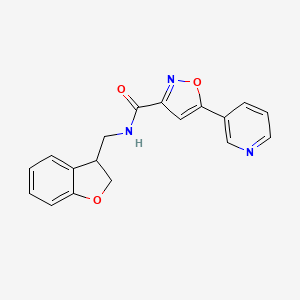 molecular formula C18H15N3O3 B2381113 N-[(2,3-dihydro-1-benzofuran-3-yl)methyl]-5-(pyridin-3-yl)-1,2-oxazole-3-carboxamide CAS No. 2097918-61-9