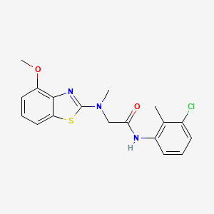 molecular formula C18H18ClN3O2S B2381115 N-(3-氯-2-甲基苯基)-2-((4-甲氧基苯并[d]噻唑-2-基)(甲基)氨基)乙酰胺 CAS No. 1351662-28-6