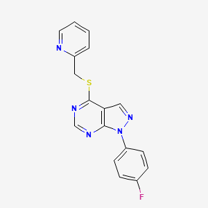 molecular formula C17H12FN5S B2381116 1-(4-Fluorophenyl)-4-(pyridin-2-ylmethylsulfanyl)pyrazolo[3,4-d]pyrimidine CAS No. 872860-12-3