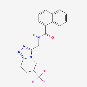 molecular formula C19H17F3N4O B2381120 N-((6-(三氟甲基)-5,6,7,8-四氢-[1,2,4]三唑并[4,3-a]吡啶-3-基)甲基)-1-萘酰胺 CAS No. 2034293-74-6