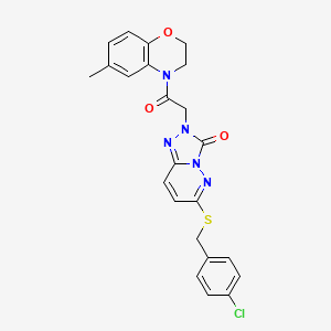 molecular formula C23H20ClN5O3S B2381127 6-((4-chlorobenzyl)thio)-2-(2-(6-methyl-2H-benzo[b][1,4]oxazin-4(3H)-yl)-2-oxoethyl)-[1,2,4]triazolo[4,3-b]pyridazin-3(2H)-one CAS No. 1105237-06-6