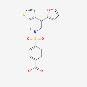 molecular formula C18H17NO5S2 B2381129 4-{[2-(呋喃-2-基)-2-(噻吩-3-基)乙基]磺酰胺基}苯甲酸甲酯 CAS No. 2097924-25-7
