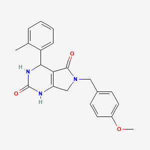 molecular formula C21H21N3O3 B2381130 6-(4-methoxybenzyl)-4-(o-tolyl)-3,4,6,7-tetrahydro-1H-pyrrolo[3,4-d]pyrimidine-2,5-dione CAS No. 946270-52-6