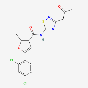 molecular formula C17H13Cl2N3O3S B2381136 5-(2,4-dichlorophenyl)-2-methyl-N-(3-(2-oxopropyl)-1,2,4-thiadiazol-5-yl)furan-3-carboxamide CAS No. 844860-07-7