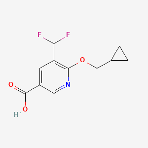 molecular formula C11H11F2NO3 B2381140 6-(Cyclopropylmethoxy)-5-(difluoromethyl)pyridine-3-carboxylic acid CAS No. 2248318-56-9