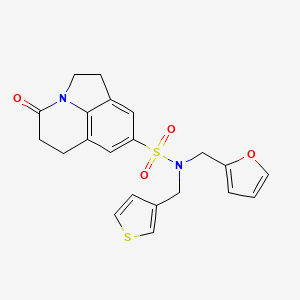 molecular formula C21H20N2O4S2 B2381148 N-(furan-2-ylmethyl)-4-oxo-N-(thiophen-3-ylmethyl)-2,4,5,6-tetrahydro-1H-pyrrolo[3,2,1-ij]quinoline-8-sulfonamide CAS No. 1797744-96-7