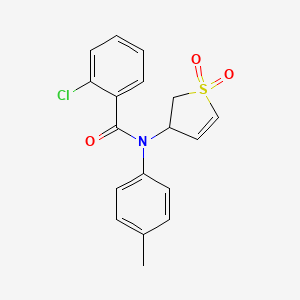molecular formula C18H16ClNO3S B2381150 2-chloro-N-(1,1-dioxido-2,3-dihydrothiophen-3-yl)-N-(p-tolyl)benzamide CAS No. 863020-60-4