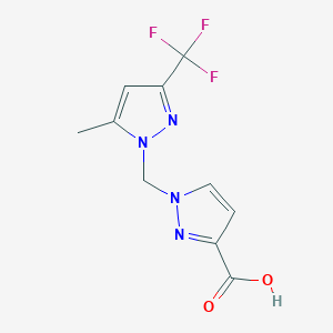 molecular formula C10H9F3N4O2 B2381152 1-{[5-甲基-3-(三氟甲基)-1H-吡唑-1-基]甲基}-1H-吡唑-3-羧酸 CAS No. 1006459-10-4