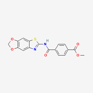 molecular formula C17H12N2O5S B2381154 Methyl 4-([1,3]dioxolo[4,5-f][1,3]benzothiazol-6-ylcarbamoyl)benzoate CAS No. 892843-26-4