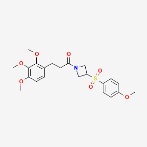 molecular formula C22H27NO7S B2381177 1-(3-((4-甲氧基苯基)磺酰基)氮杂环丁-1-基)-3-(2,3,4-三甲氧基苯基)丙-1-酮 CAS No. 1796970-13-2