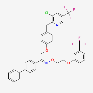 molecular formula C36H27ClF6N2O3 B2381178 (Z)-(1-{[1,1'-biphenyl]-4-yl}-2-(4-{[3-chloro-5-(trifluoromethyl)pyridin-2-yl]methyl}phenoxy)ethylidene)({2-[3-(trifluoromethyl)phenoxy]ethoxy})amine CAS No. 339106-62-6