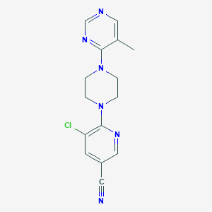 molecular formula C15H15ClN6 B2381179 5-Chloro-6-[4-(5-methylpyrimidin-4-yl)piperazin-1-yl]pyridine-3-carbonitrile CAS No. 2380071-09-8