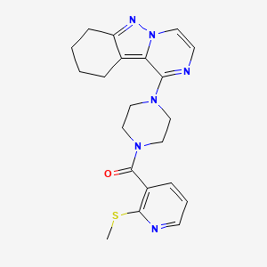 molecular formula C21H24N6OS B2381185 (2-(Methylthio)pyridin-3-yl)(4-(7,8,9,10-tetrahydropyrazino[1,2-b]indazol-1-yl)piperazin-1-yl)methanone CAS No. 2034597-80-1