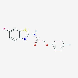 molecular formula C16H13FN2O2S B238119 N-(6-fluoro-1,3-benzothiazol-2-yl)-2-(4-methylphenoxy)acetamide 