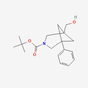molecular formula C18H25NO3 B2381191 Tert-butyl 1-(hydroxymethyl)-5-phenyl-3-azabicyclo[3.1.1]heptane-3-carboxylate CAS No. 2567495-65-0