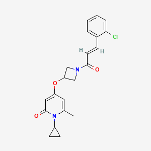 molecular formula C21H21ClN2O3 B2381192 (E)-4-((1-(3-(2-chlorophenyl)acryloyl)azetidin-3-yl)oxy)-1-cyclopropyl-6-methylpyridin-2(1H)-one CAS No. 2034893-55-3
