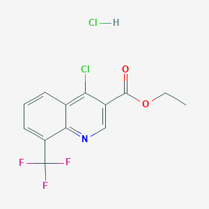 molecular formula C13H10Cl2F3NO2 B2381193 Ethyl 4-chloro-8-(trifluoromethyl)quinoline-3-carboxylate, chloride CAS No. 1027643-03-3