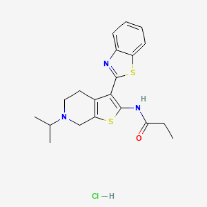 molecular formula C20H24ClN3OS2 B2381194 N-(3-(benzo[d]thiazol-2-yl)-6-isopropyl-4,5,6,7-tetrahydrothieno[2,3-c]pyridin-2-yl)propionamide hydrochloride CAS No. 1189493-87-5