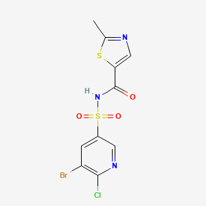 molecular formula C10H7BrClN3O3S2 B2381203 N-[(5-bromo-6-chloropyridin-3-yl)sulfonyl]-2-methyl-1,3-thiazole-5-carboxamide CAS No. 2094726-53-9