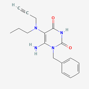 molecular formula C17H20N4O2 B2381206 6-Amino-1-benzyl-5-[(prop-2-yn-1-yl)(propyl)amino]-1,2,3,4-tetrahydropyrimidine-2,4-dione CAS No. 1210210-82-4
