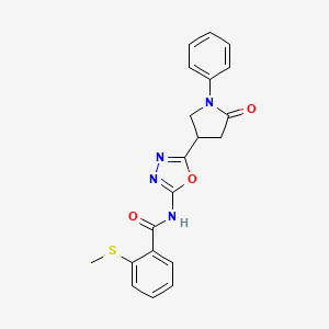molecular formula C20H18N4O3S B2381207 2-(methylthio)-N-(5-(5-oxo-1-phenylpyrrolidin-3-yl)-1,3,4-oxadiazol-2-yl)benzamide CAS No. 1286707-15-0