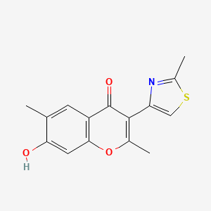 molecular formula C15H13NO3S B2381210 7-hydroxy-2,6-dimethyl-3-(2-methyl-1,3-thiazol-4-yl)-4H-chromen-4-one CAS No. 66780-41-4