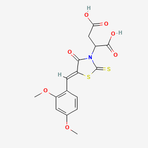 molecular formula C16H15NO7S2 B2381213 (Z)-2-(5-(2,4-dimethoxybenzylidene)-4-oxo-2-thioxothiazolidin-3-yl)succinic acid CAS No. 499210-41-2