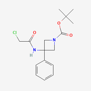 molecular formula C16H21ClN2O3 B2381214 Tert-butyl 3-[(2-chloroacetyl)amino]-3-phenylazetidine-1-carboxylate CAS No. 2411292-59-4