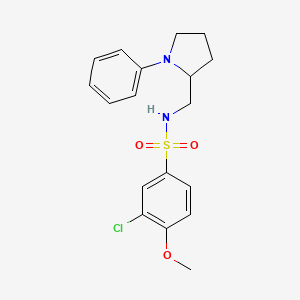 molecular formula C18H21ClN2O3S B2381220 3-氯-4-甲氧基-N-((1-苯基吡咯烷-2-基)甲基)苯磺酰胺 CAS No. 1797320-08-1