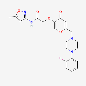 molecular formula C22H23FN4O5 B2381223 2-[6-[[4-(2-fluorophenyl)piperazino]methyl]-4-keto-pyran-3-yl]oxy-N-(5-methylisoxazol-3-yl)acetamide CAS No. 898456-69-4