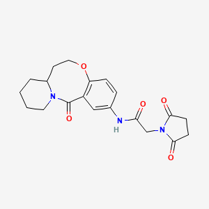 molecular formula C20H23N3O5 B2381225 2-(2,5-dioxopyrrolidin-1-yl)-N-(13-oxo-6,7,7a,8,9,10,11,13-octahydrobenzo[b]pyrido[1,2-e][1,5]oxazocin-2-yl)acetamide CAS No. 1226438-93-2