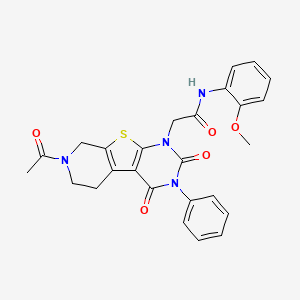 molecular formula C26H24N4O5S B2381226 2-(7-acetyl-2,4-dioxo-3-phenyl-3,4,5,6,7,8-hexahydropyrido[4',3':4,5]thieno[2,3-d]pyrimidin-1(2H)-yl)-N-(2-methoxyphenyl)acetamide CAS No. 866811-62-3
