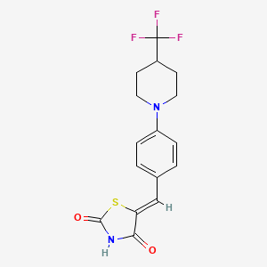molecular formula C16H15F3N2O2S B2381228 (5Z)-5-({4-[4-(三氟甲基)哌啶-1-基]苯基}亚甲基)-1,3-噻唑烷-2,4-二酮 CAS No. 2063719-72-0