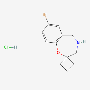molecular formula C12H15BrClNO B2381230 7-bromo-4,5-dihydro-3H-spiro[1,4-benzoxazepine-2,1'-cyclobutane] hydrochloride CAS No. 2126177-19-1