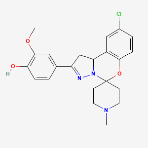 molecular formula C22H24ClN3O3 B2381234 4-(9-氯-1'-甲基-1,10b-二氢螺[苯并[e]吡唑并[1,5-c][1,3]恶嗪-5,4'-哌啶]-2-基)-2-甲氧基苯酚 CAS No. 899983-75-6