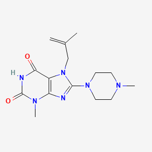molecular formula C15H22N6O2 B2381235 3-甲基-7-(2-甲基烯丙基)-8-(4-甲基哌嗪-1-基)-1H-嘌呤-2,6(3H,7H)-二酮 CAS No. 332098-98-3