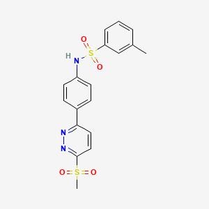 molecular formula C18H17N3O4S2 B2381236 3-methyl-N-[4-(6-methylsulfonylpyridazin-3-yl)phenyl]benzenesulfonamide CAS No. 921837-36-7