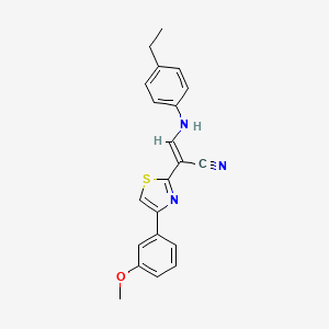 molecular formula C21H19N3OS B2381237 (E)-3-((4-乙基苯基)氨基)-2-(4-(3-甲氧基苯基)噻唑-2-基)丙烯腈 CAS No. 372508-35-5