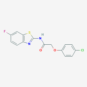 molecular formula C15H10ClFN2O2S B238124 2-(4-chlorophenoxy)-N-(6-fluoro-1,3-benzothiazol-2-yl)acetamide 