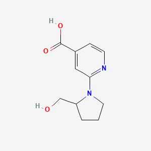 molecular formula C11H14N2O3 B2381240 2-[2-(羟甲基)吡咯烷-1-基]吡啶-4-羧酸 CAS No. 1247361-28-9
