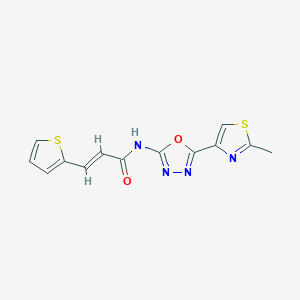 molecular formula C13H10N4O2S2 B2381243 (E)-N-(5-(2-methylthiazol-4-yl)-1,3,4-oxadiazol-2-yl)-3-(thiophen-2-yl)acrylamide CAS No. 1251711-69-9