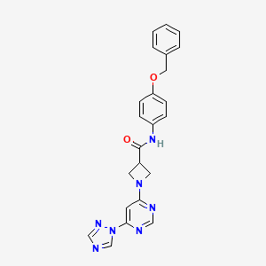 molecular formula C23H21N7O2 B2381244 1-(6-(1H-1,2,4-triazol-1-yl)pyrimidin-4-yl)-N-(4-(benzyloxy)phenyl)azetidine-3-carboxamide CAS No. 2034479-56-4