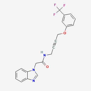 molecular formula C20H16F3N3O2 B2381252 2-(1H-benzo[d]imidazol-1-yl)-N-(4-(3-(trifluoromethyl)phenoxy)but-2-yn-1-yl)acetamide CAS No. 1421448-90-9